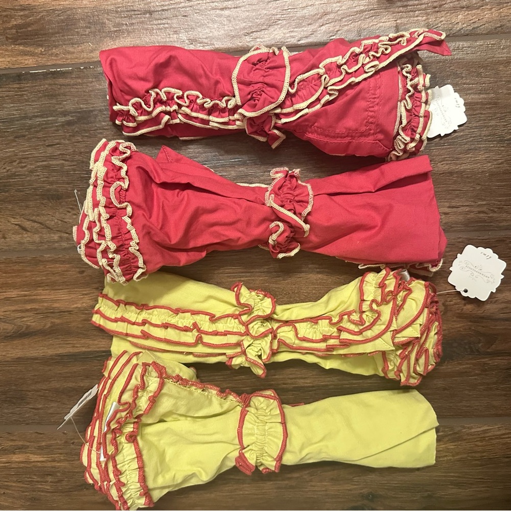 Anthropologie ruffled pink and citron cloth napkins